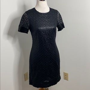 DVF black metallic overlay dress
